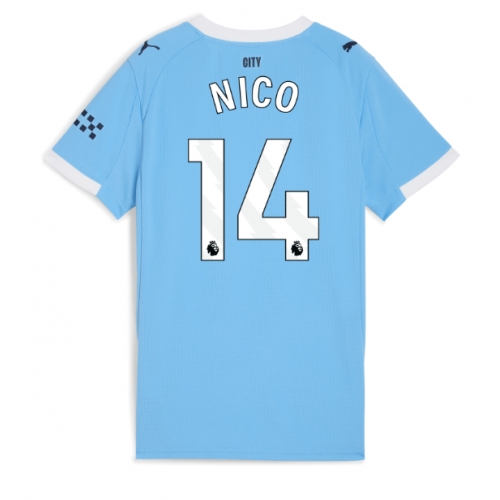Billige Fotballdrakt Manchester City Nico Gonzalez #14 Replika Hjemmedrakt Dame 2025-26 Kortermet Billige Fotballdrakt Manchester City Nico Gonzalez #14 Replika Hjemmedrakt Dame 2025-26 Kortermet